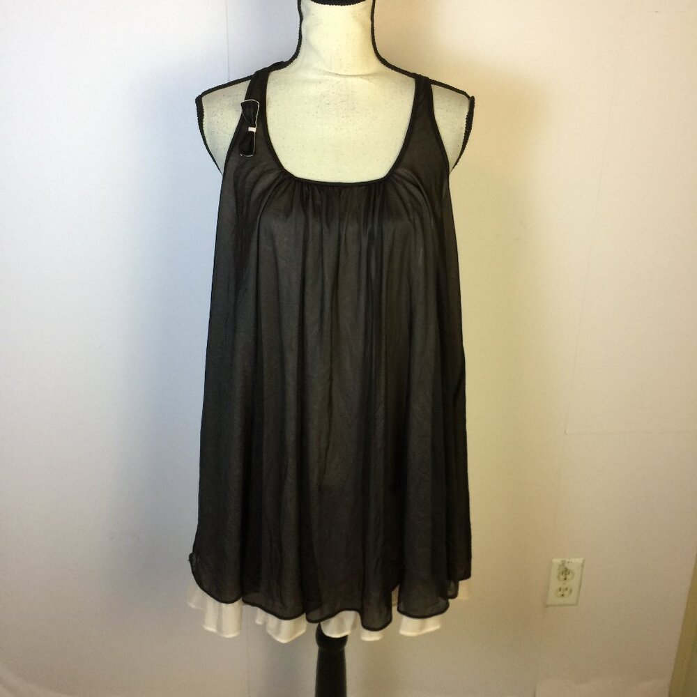 Betsey Johnson Intimates Nightgown Dress Womens Sz L Black Pink Layered Vintage - Picture 1 of 16